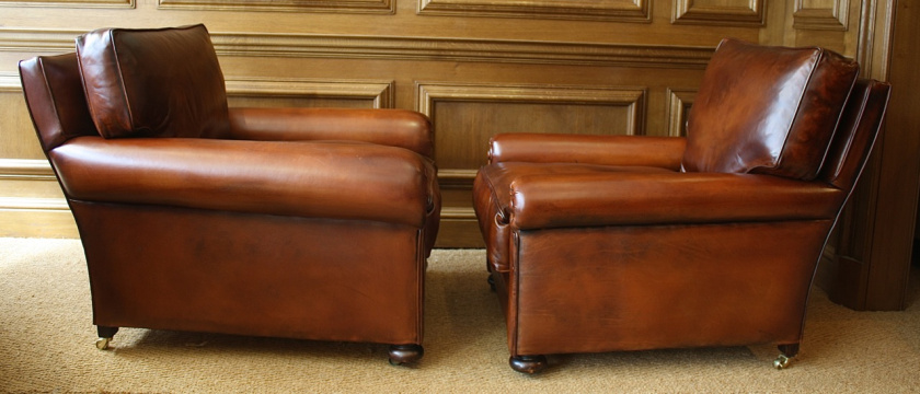 Pair of Antique Leather Club Chairs